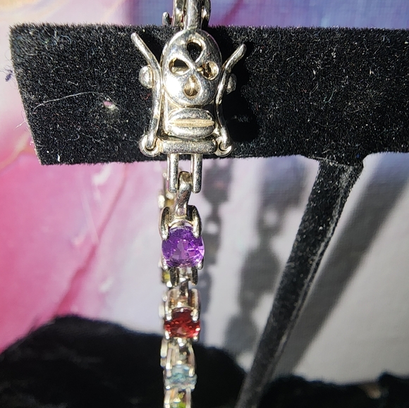 RARE ROSS-SIMONS STERLING SILVER & GEMSTONE LINK BRACELET - Picture 8 of 8